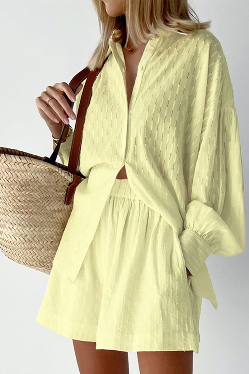 Button-Up Top and Shorts Set