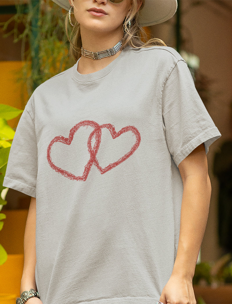 Heart Interlock Print Graphic Tee