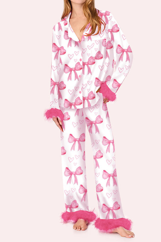 Bow Feather Pajama Set