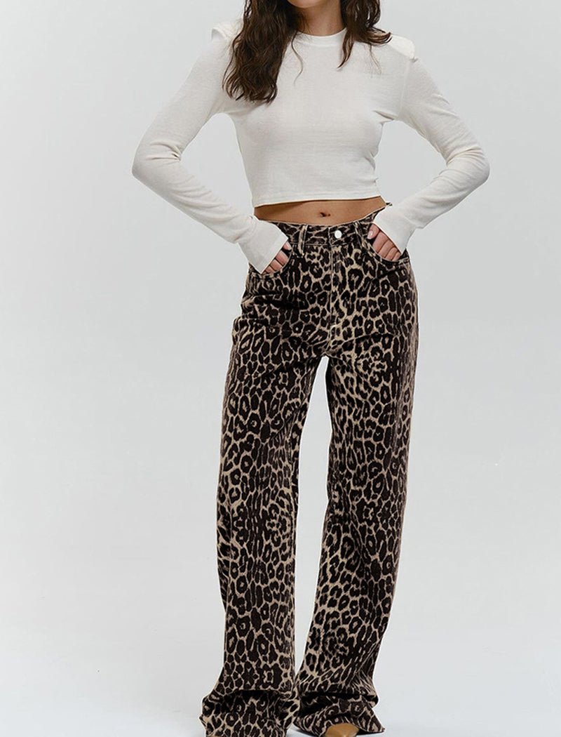 Retro Leopard Print Pants