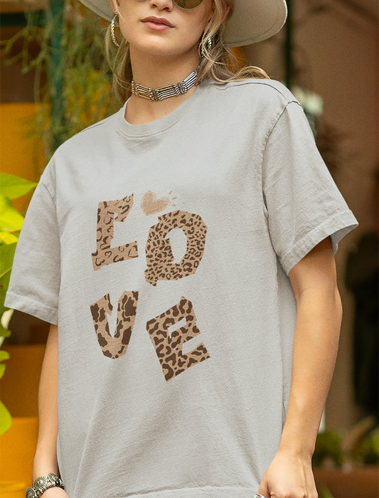 Leopard Print "LOVE" Graphic Tee