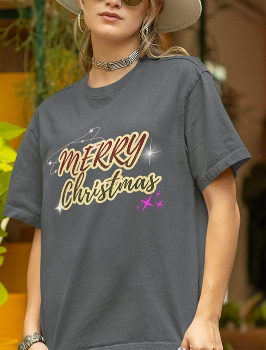 Festive "Merry Christmas" Text Tee