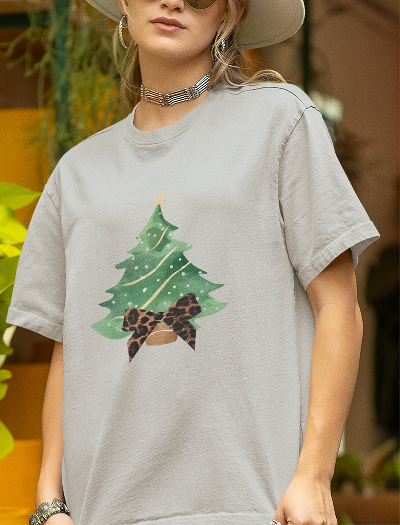 Graphic Tee with Christmas Tree Design