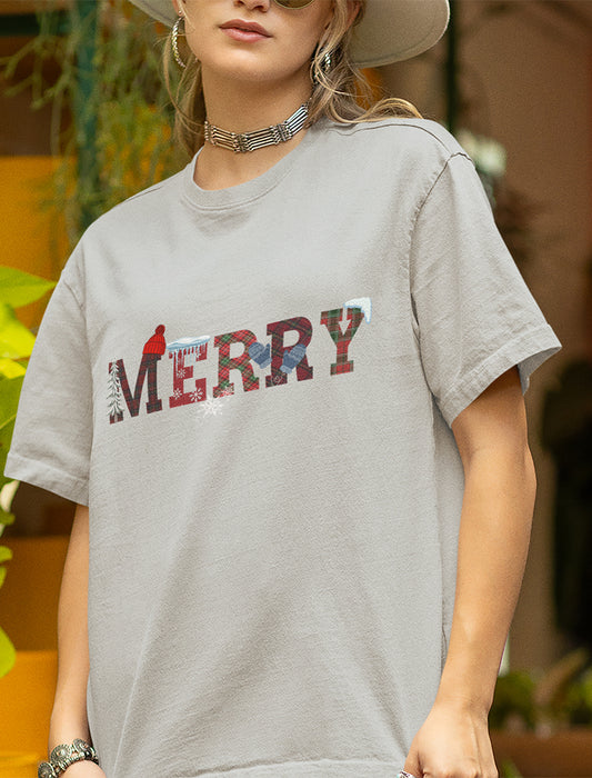 MERRY Text Christmas Graphic Tee