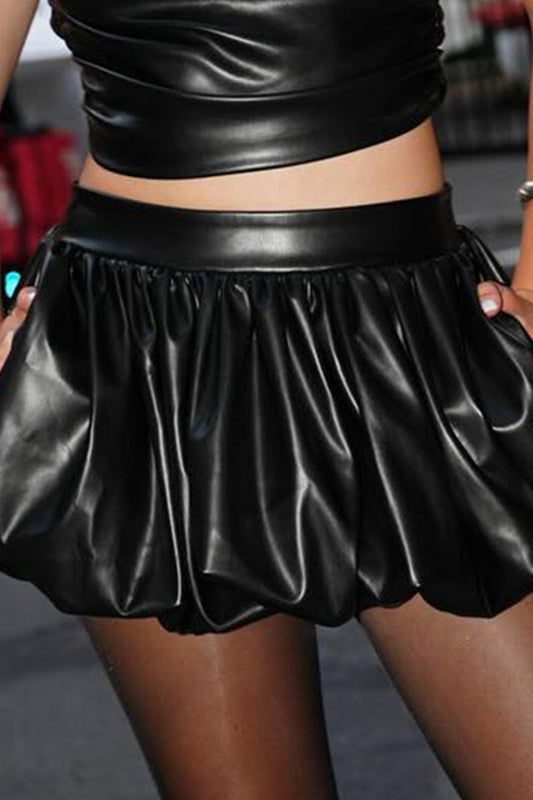 Faux Leather Bubble Skirt