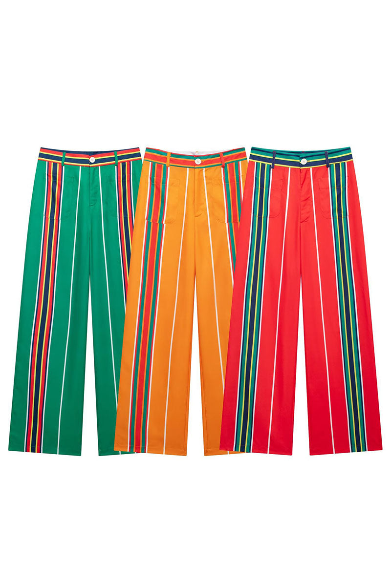 Striped Wide-Leg High-Waisted Pants