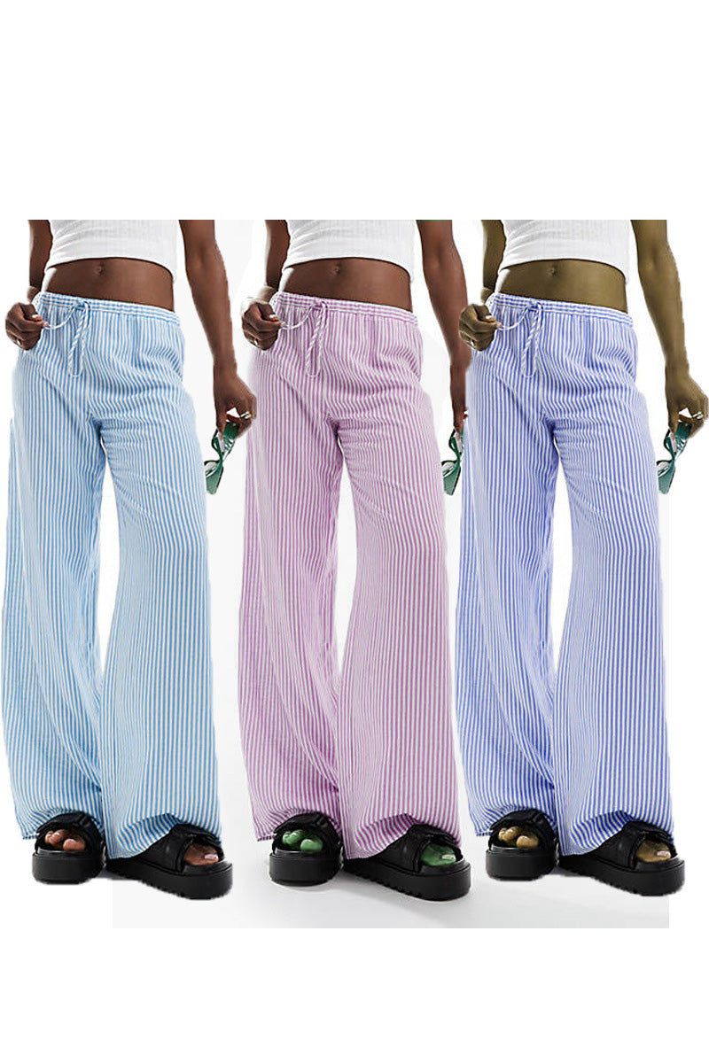 Striped Wide-Leg Lounge Pants