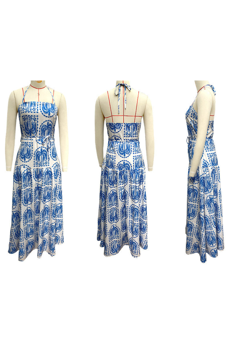 Halter Maxi Dress with Boho Print