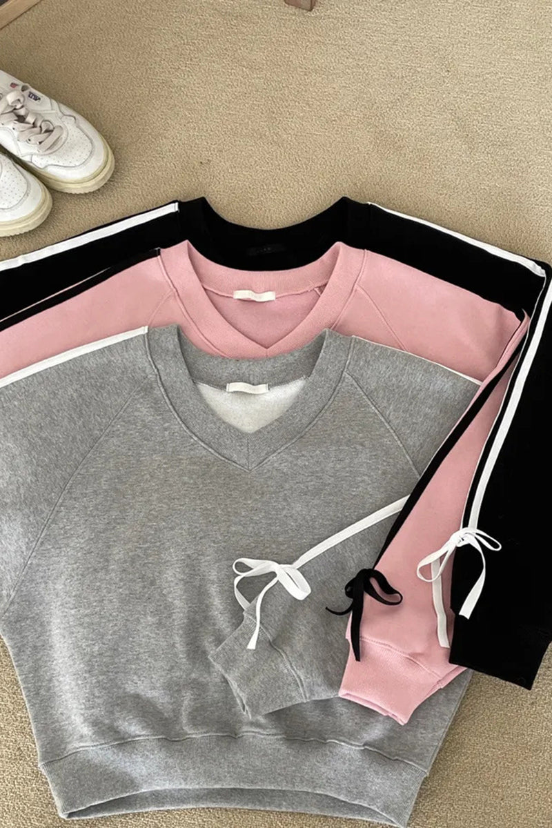 Ribbon Accent Pullover Top