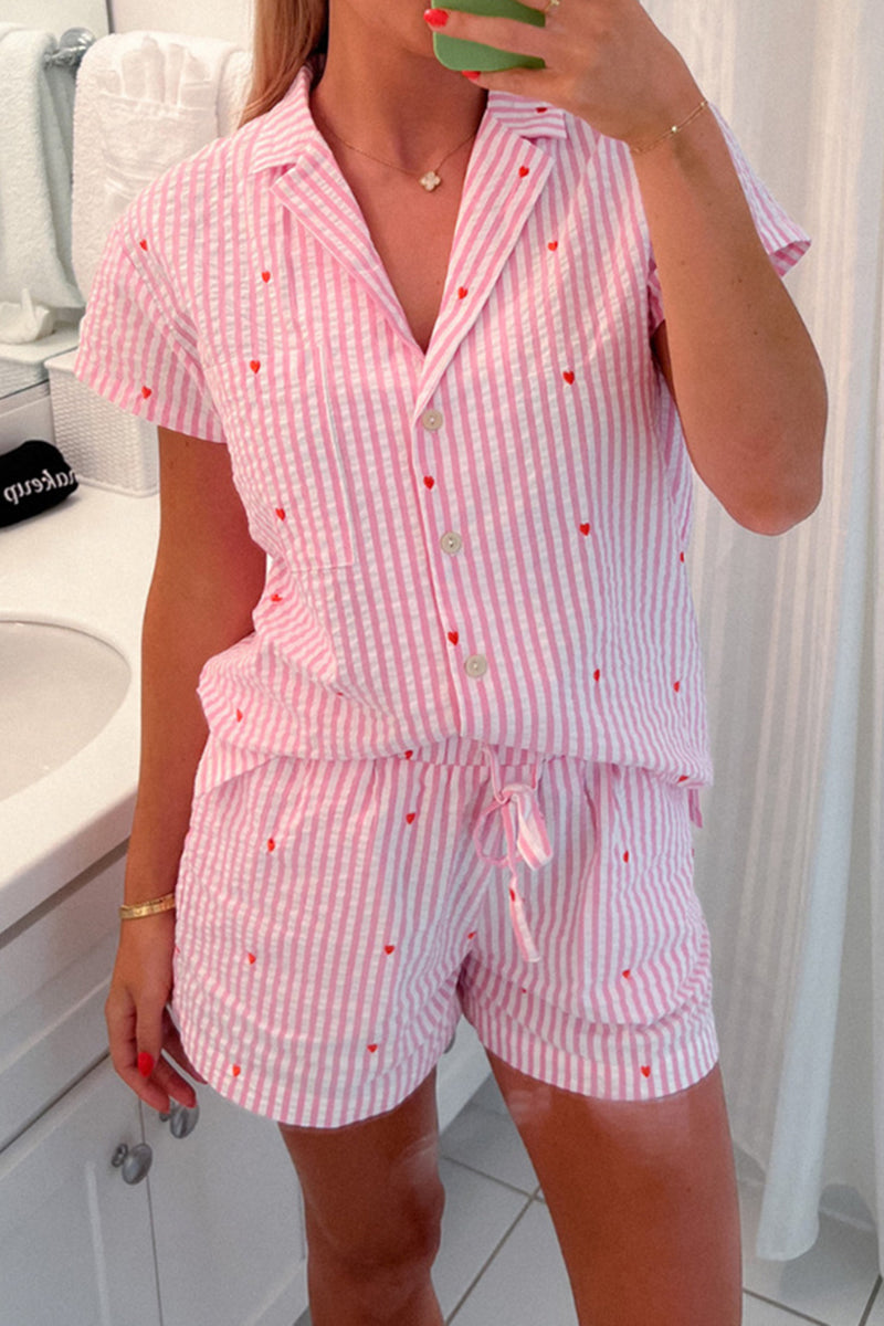 Striped Pajama Set with Patterns