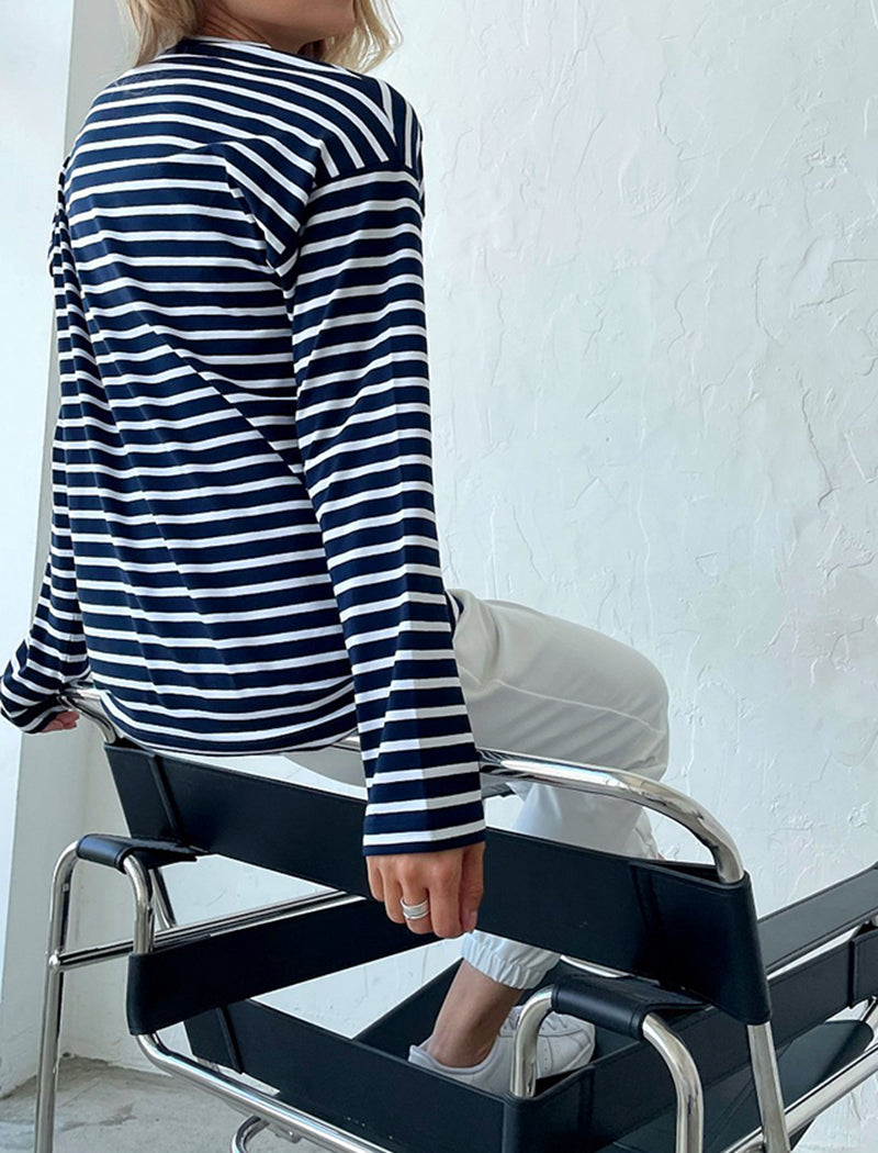 Striped Crewneck Long Sleeve T-Shirt