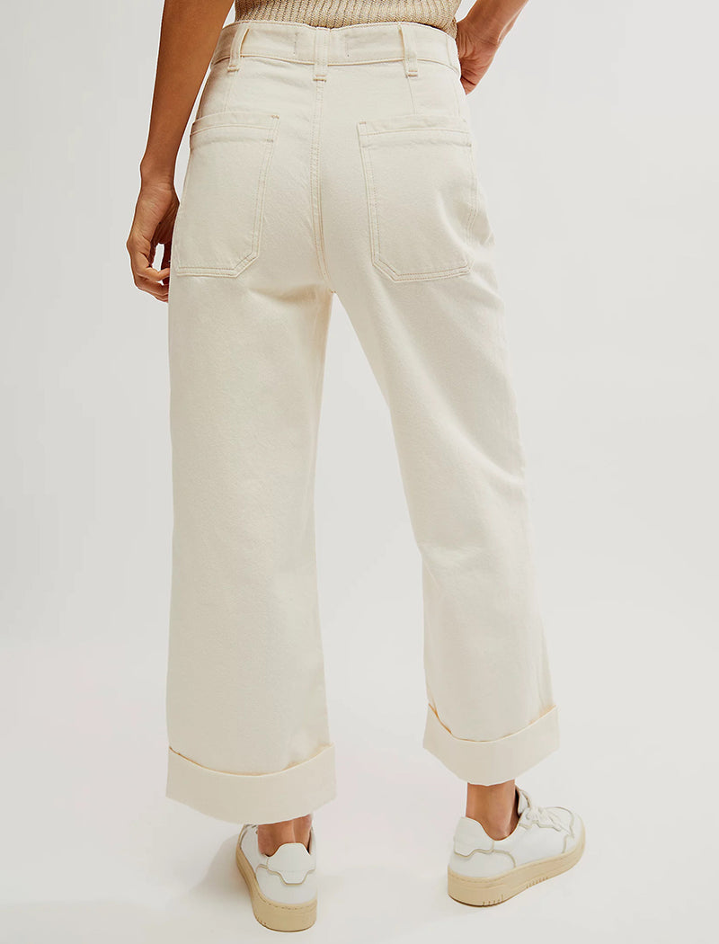 Buttoned Straight-Leg Denim Pants