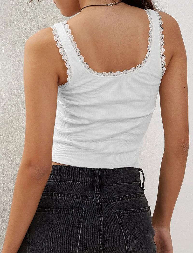 Lace-Trim Tank Top