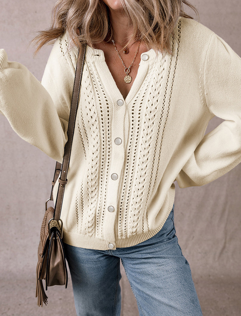 V-Neck Cutout Knit Cardigan