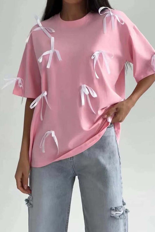 Bow Accent Oversized T-Shirt