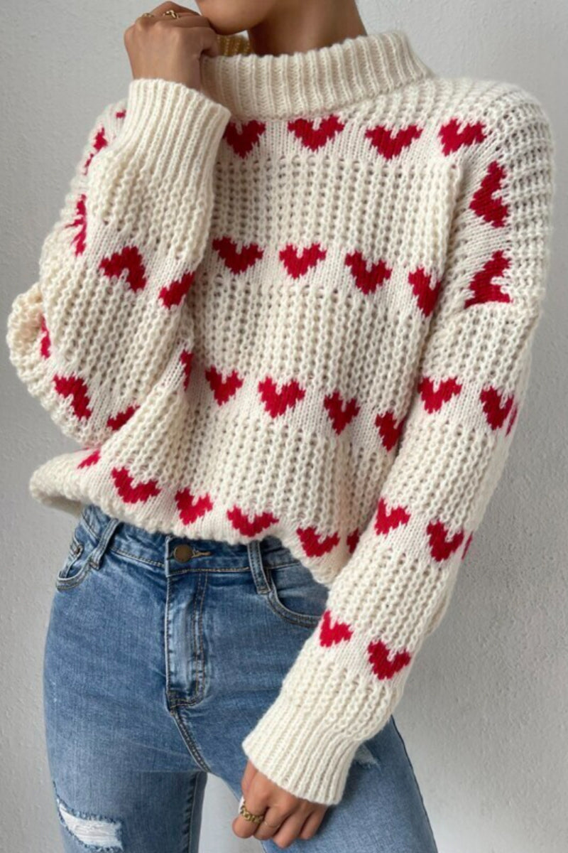 Knit Heart Pattern Sweater