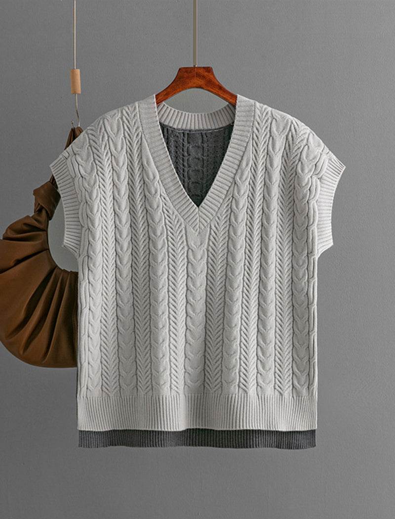 V-Neck Colorblock Knit Sweater Vest