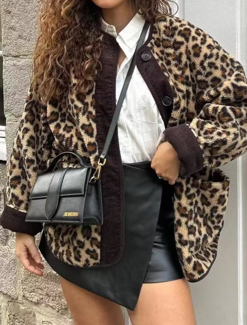 Leopard Print Long Sleeve Jacket