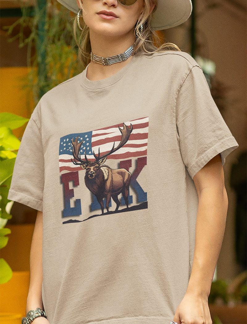 Elk and Flag Graphic Tee