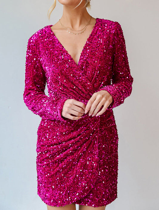 Sequin V-Neck Dress