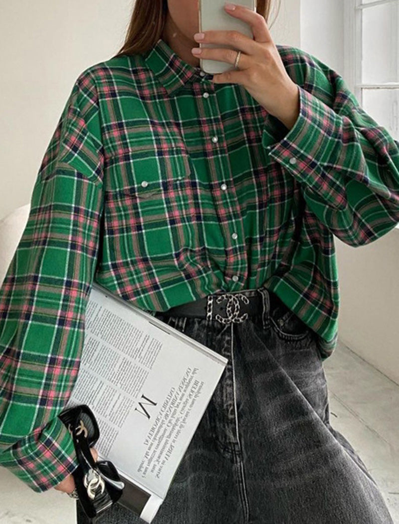 Plaid Button-Up Shirt