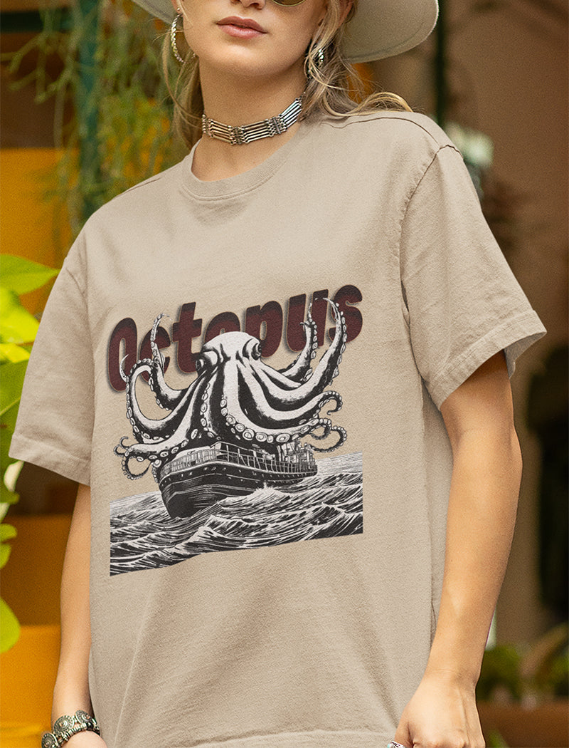 Octopus and Ship Graphic Tee