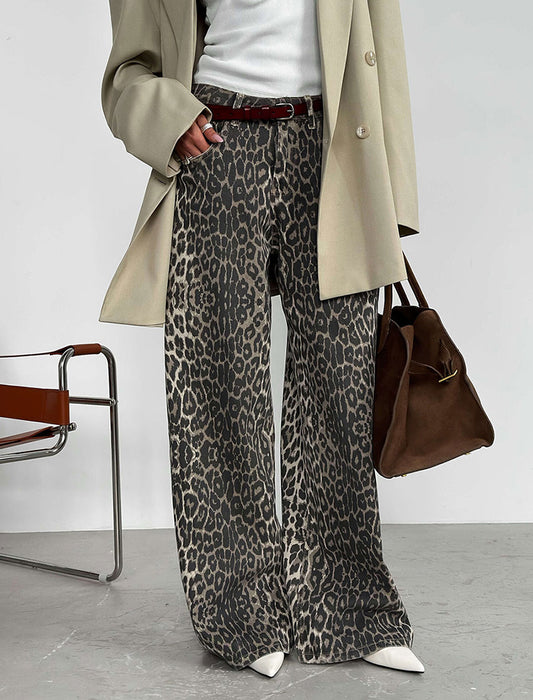 Leopard Print Wide-Leg Pants