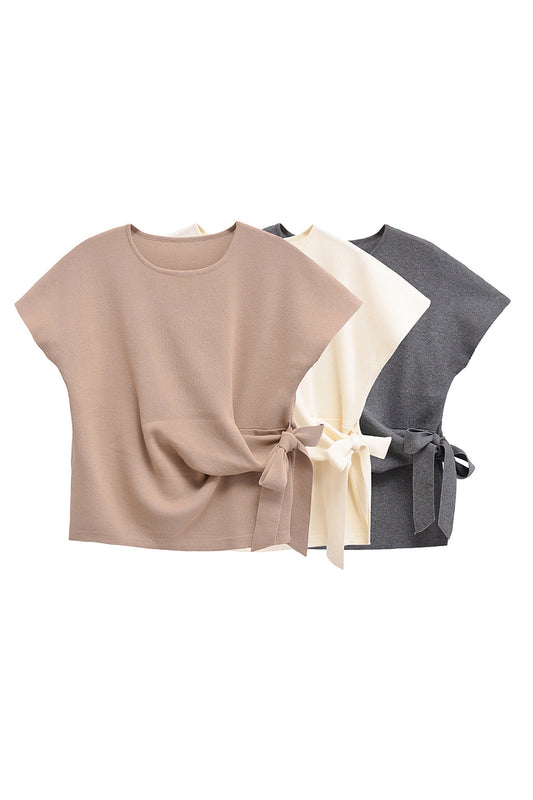 Tie-Waist Short Sleeve Knit Top