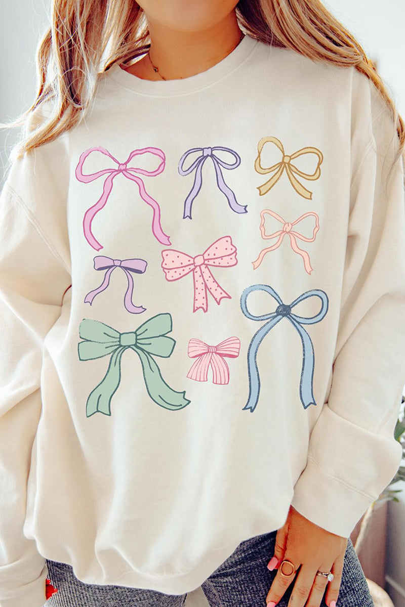 Bow Graphic Long Sleeve Casual Top