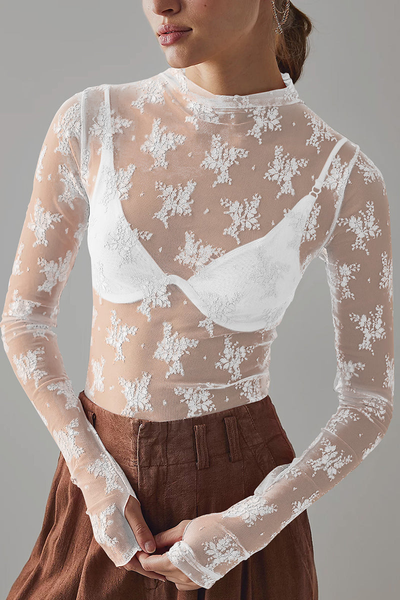 Sheer Floral Mesh Top