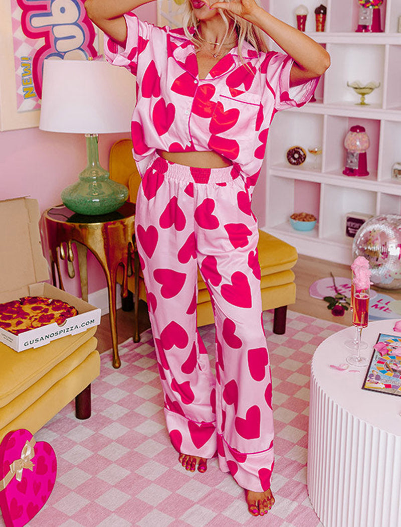 Heart Print Pajama Set