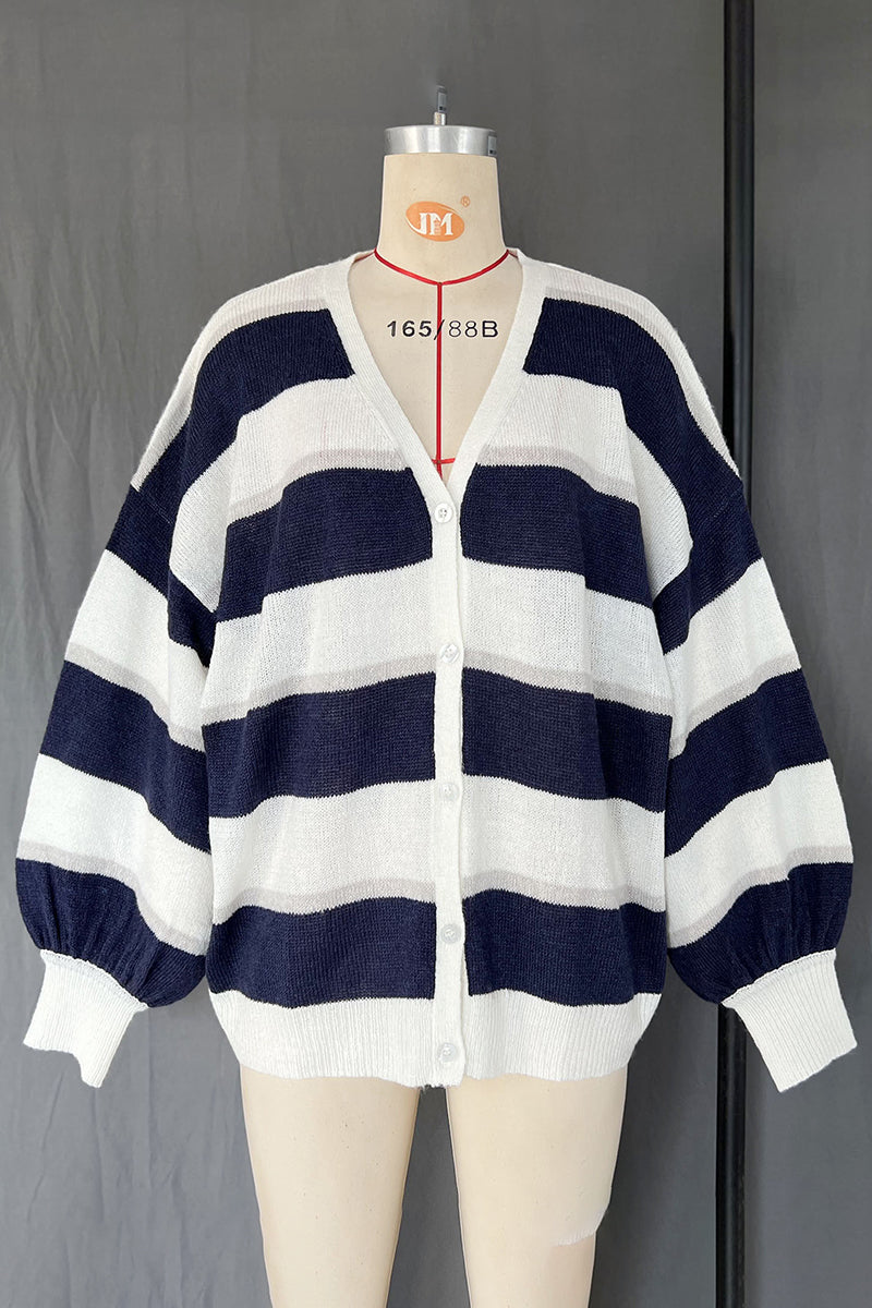 Striped Oversized Knit Cardigan