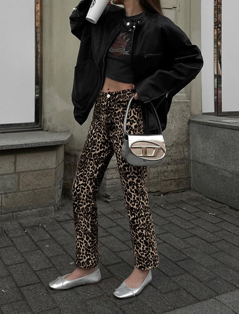 Leopard Print Pencil Pants