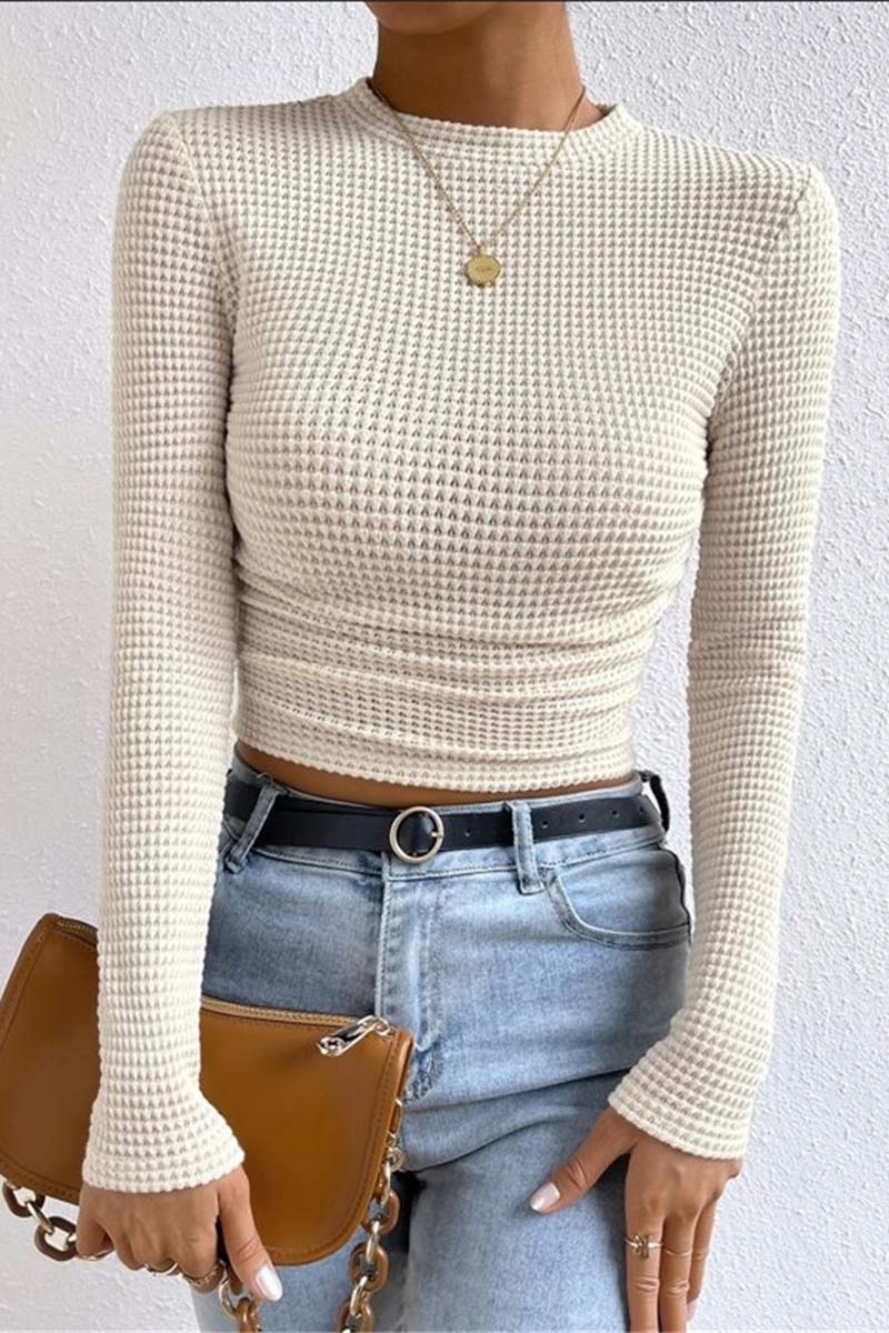 Ruched Knit Long Sleeve Top