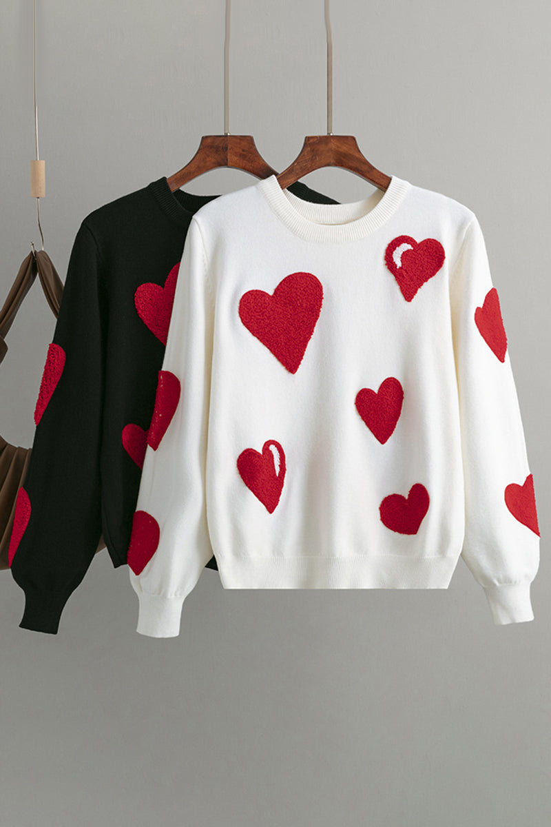 Heart Pattern Pullover Sweater