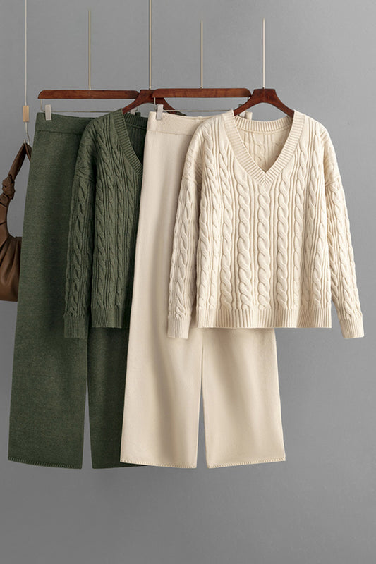 Cable Knit Sweater and Pant Set