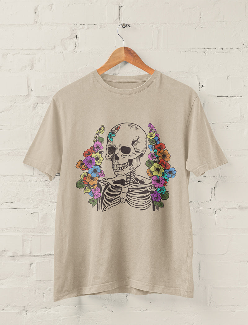 Skeleton and Flowers Graphic Tee