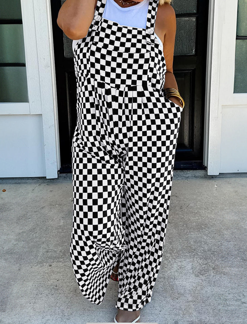 Plaid Print Jumpsuit with Pockets