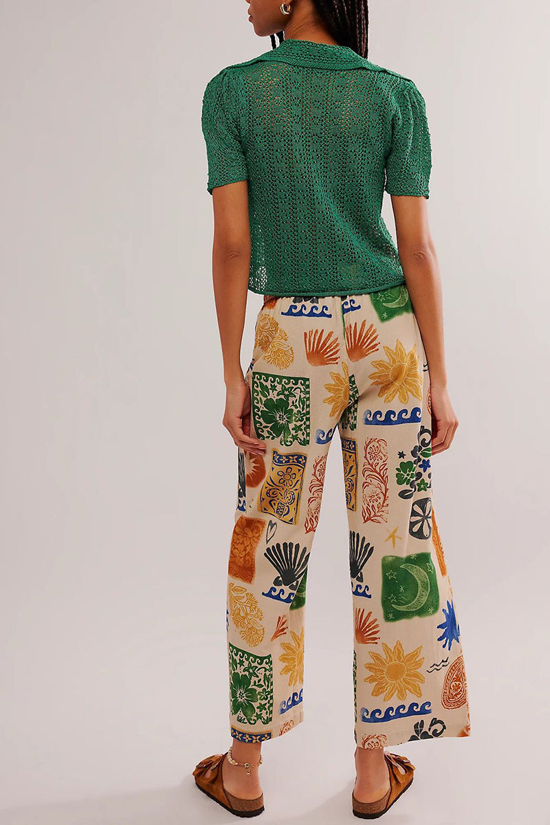 Printed Wide-Leg Pants