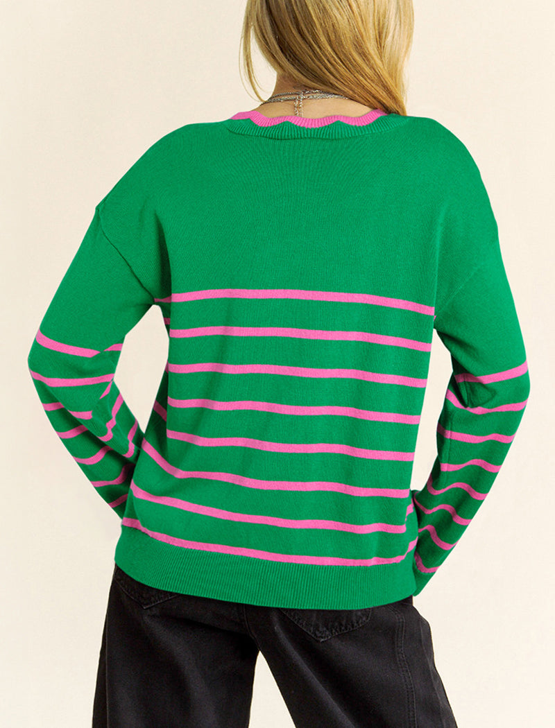 Striped Bow Knit Sweater