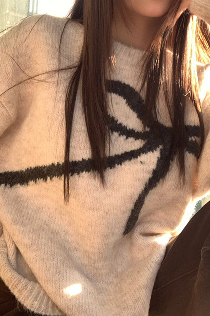 Oversized Bow Accent Knit Sweater