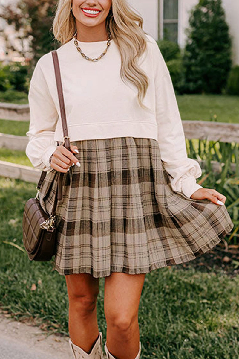 Plaid Contrast Mini Dress