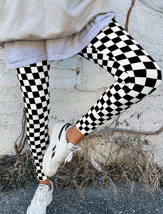 Plaid Print High-Waisted Leggings