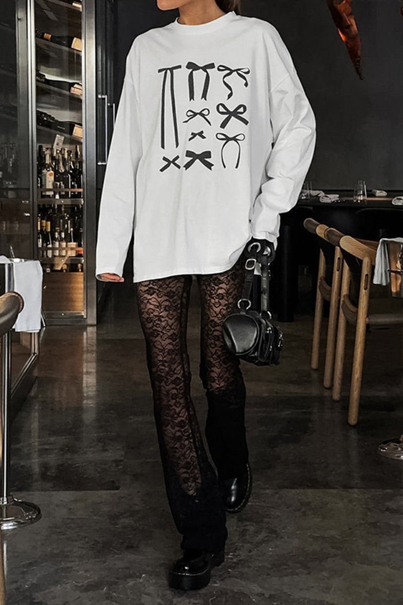 Graphic Bow Long Sleeve Top