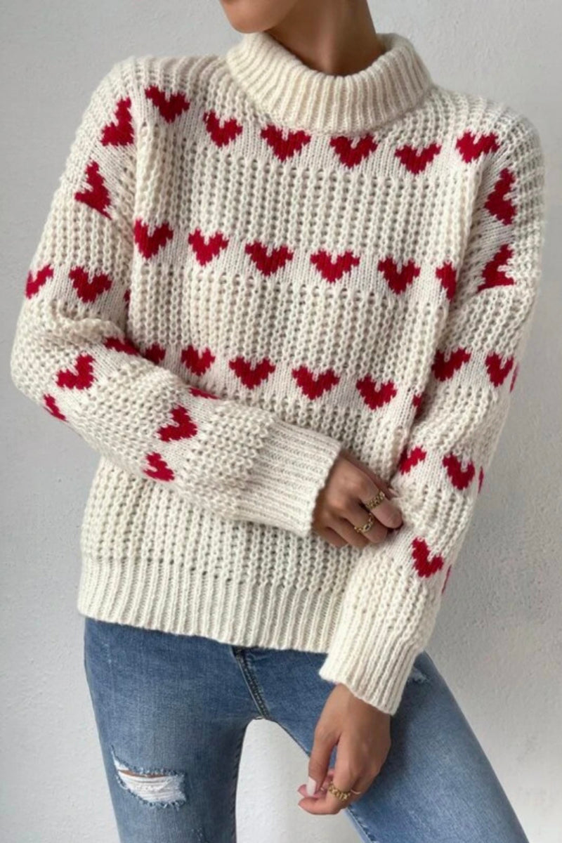 Knit Heart Pattern Sweater