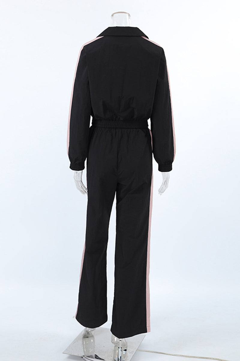 Contrast Panel Cropped Tracksuit Set