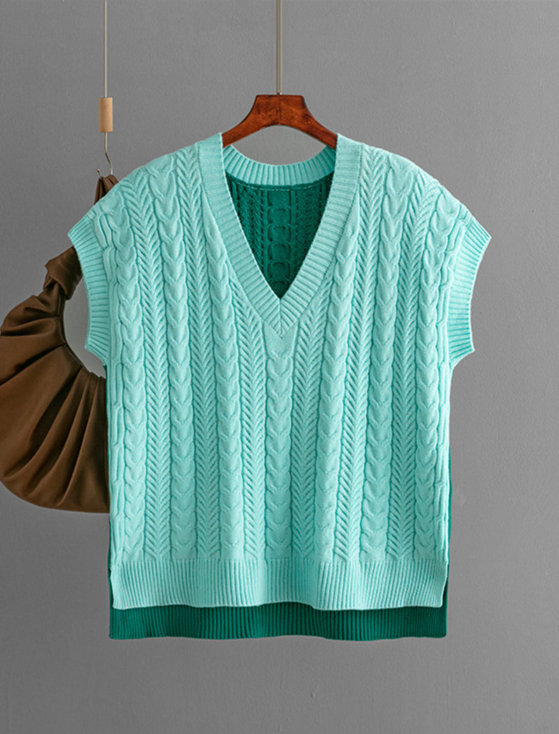 V-Neck Colorblock Knit Sweater Vest