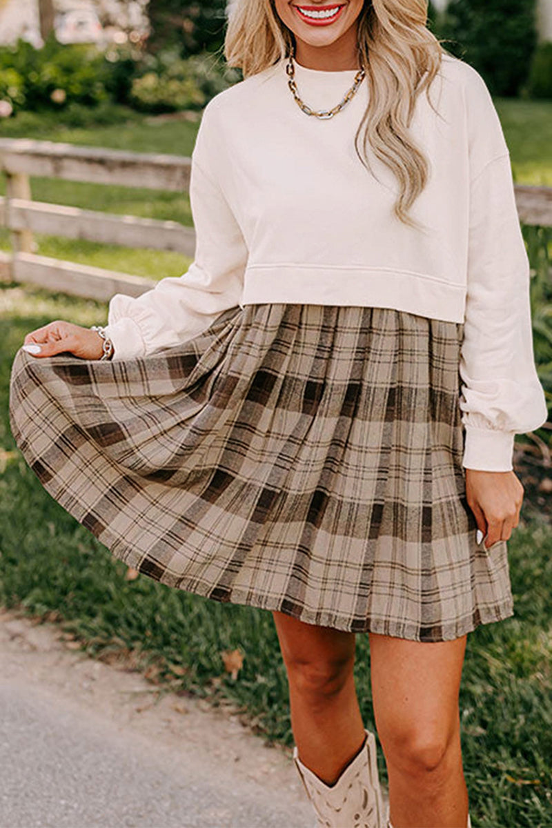 Plaid Contrast Mini Dress