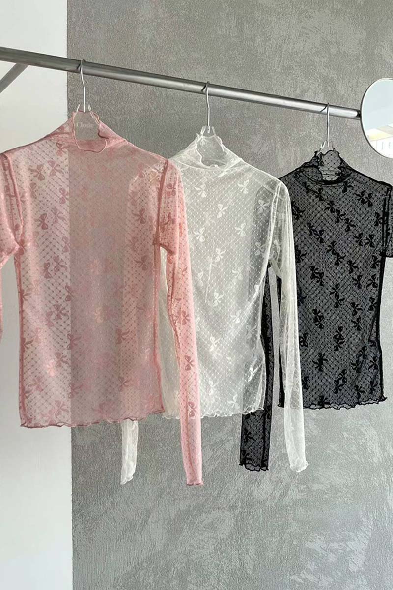 High Neck Sheer Floral Top