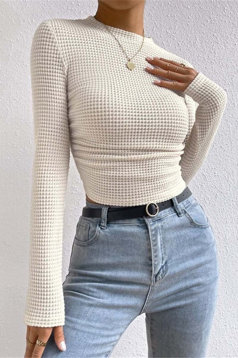 Ruched Knit Long Sleeve Top